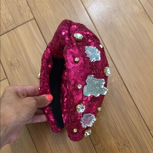 Cora’s Den Happy New Year Sequin Embellished Headband - Fushia